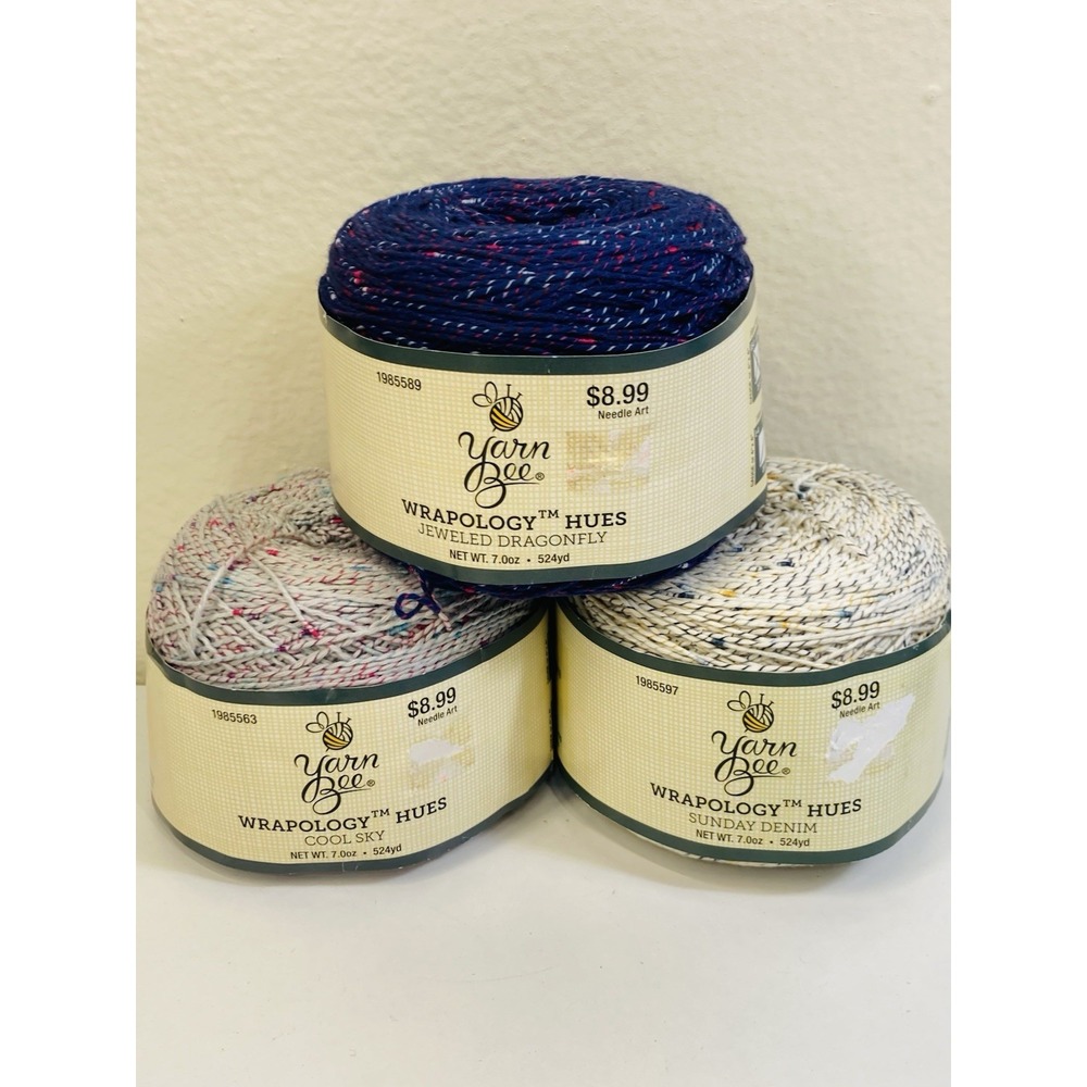 3 NEW Discontinued Yarn Bee Wrapology Hues 4 Ply #2 Cotton/Poly Yarn Cakes